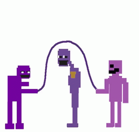 A Group Of Purple Cartoon Characters Standing Next To Each Other On A White Background GIF