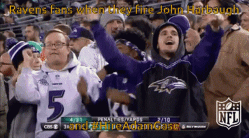 A Group Of Ravens Fans Are Watching A Football Game GIF