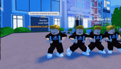 A Group Of Roblox Characters Standing In Front Of A Building GIF