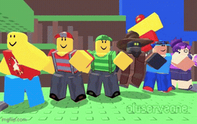 A Group Of Roblox Characters Standing Next To Each Other With A Watermark That Says Oluservana GIF