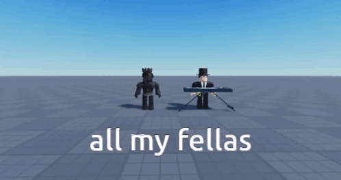 A Group Of Roblox Characters Standing Next To Each Other With The Words All My Fellas On The Bottom GIF