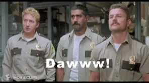 A Group Of Sheriff 'S Officers Are Standing Next To Each Other With The Words Dawww Written On The Screen GIF