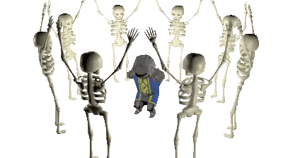 A Group Of Skeletons Are Dancing In A Circle Around A Man Sticker