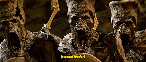 A Group Of Skeletons With Their Mouths Wide Open And Scream Louder GIF