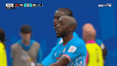 A Group Of Soccer Players Are Celebrating A Goal Against Rdc GIF