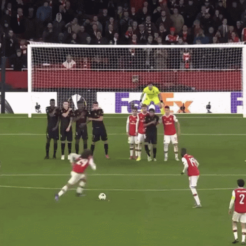 A Group Of Soccer Players Are On A Field With A Fedex Sign In The Background GIF