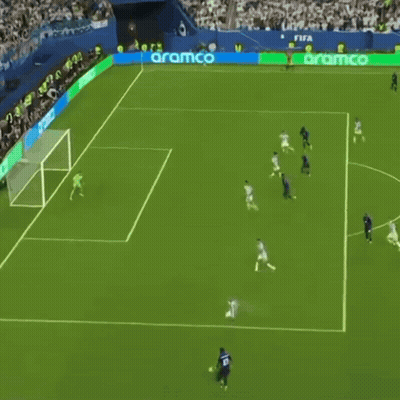 A Group Of Soccer Players Are On A Field With Aramco Advertisements On The Sidelines GIF