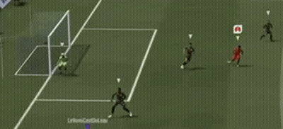 A Group Of Soccer Players Are Playing A Game Of Soccer On A Soccer Field . GIF
