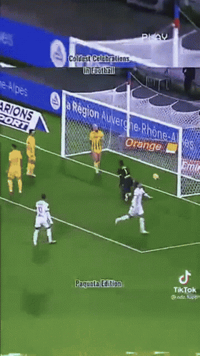 A Group Of Soccer Players Are Playing A Game Of Soccer On A Soccer Field . GIF
