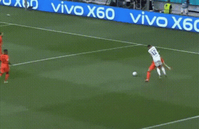 A Group Of Soccer Players Are Playing A Game On A Field With A Vivo X60 Banner In The Background . GIF