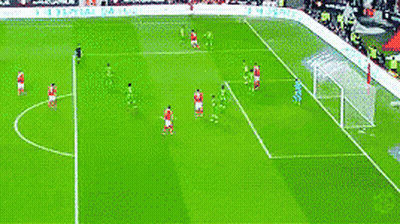 A Group Of Soccer Players Are Playing On A Field With A Sign That Says ' Allianz ' On It GIF
