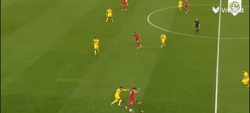 A Group Of Soccer Players Are Playing On A Field With The Letters Fm On The Bottom Right GIF