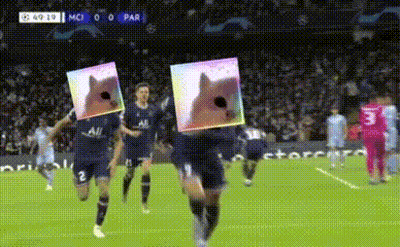A Group Of Soccer Players Are Running On A Field With Cards On Their Heads That Look Like Horses . GIF