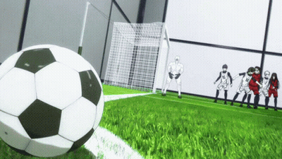 A Group Of Soccer Players Are Standing Around A Soccer Ball On The Field GIF