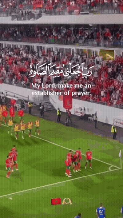 A Group Of Soccer Players Are Standing On A Field With A Crowd Watching . GIF