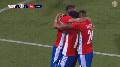 A Group Of Soccer Players Hugging Each Other With The Score Per 2 Par 53:40 In The Background GIF