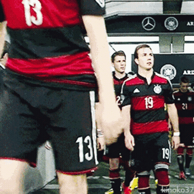 A Group Of Soccer Players Including Number 13 And 19 GIF