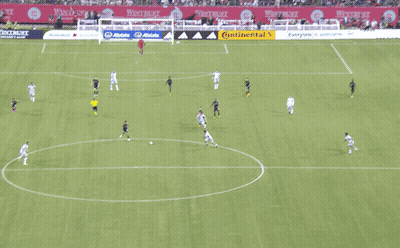 A Group Of Soccer Players On A Field With A Continental Ad GIF
