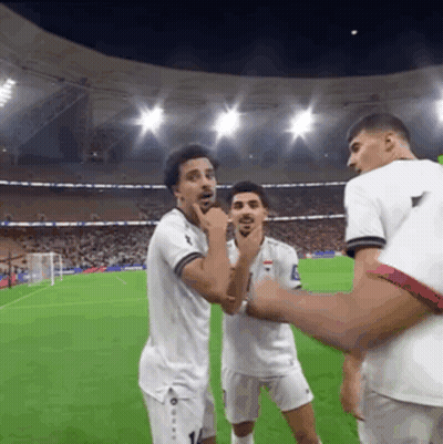 A Group Of Soccer Players On A Field With One Wearing The Number 1 On His Shirt GIF