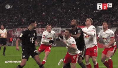 A Group Of Soccer Players On A Field With The Number 13 On The Bottom Right GIF