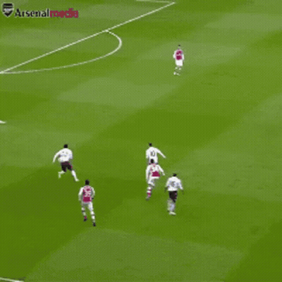 A Group Of Soccer Players On A Field With The Word Arsenal Visible GIF