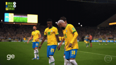 A Group Of Soccer Players On A Field With The Word Ge On The Bottom Left GIF