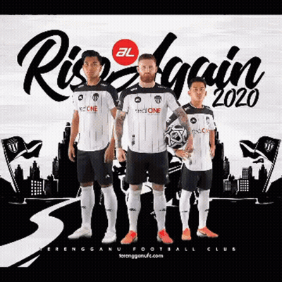 A Group Of Soccer Players Standing In Front Of A Banner That Says Rise Again 2020 GIF