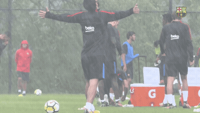A Group Of Soccer Players Wearing Beko Sweatshirts Are On A Field GIF