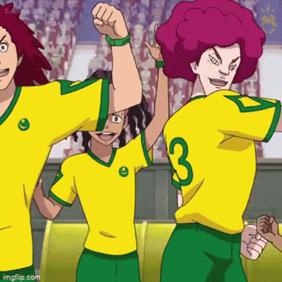 A Group Of Soccer Players Wearing Yellow And Green Uniforms With The Number 3 On The Back GIF