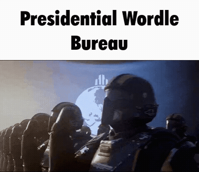 A Group Of Soldiers Are Saluting In Front Of A Screen With The Words Presidential Wordle Bureau . GIF