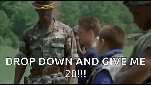 A Group Of Soldiers Are Standing In A Field And One Of Them Is Talking To A Boy . GIF