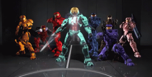 A Group Of Soldiers Are Standing In A Line And One Of Them Is Wearing A Green Helmet GIF