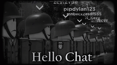 A Group Of Soldiers Are Standing In A Line With The Words Hello Chat On The Bottom GIF