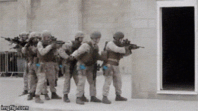 A Group Of Soldiers Are Standing In Front Of A Building With A Watermark That Says Imgflip.com On It GIF