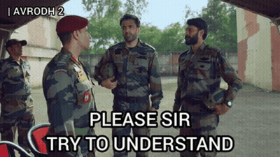 A Group Of Soldiers Are Standing Next To Each Other And One Of Them Says Please Sir Try To Understand GIF