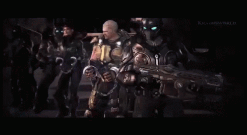 A Group Of Soldiers Are Standing Next To Each Other In A Video Game . GIF