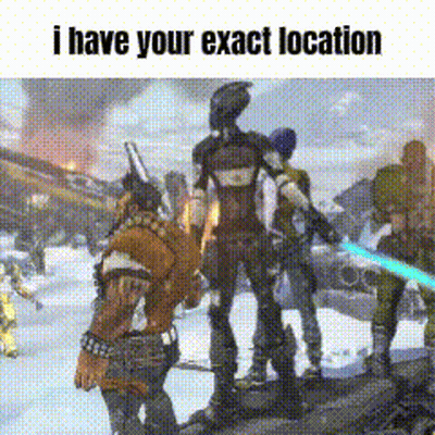 A Group Of Soldiers Standing In The Snow With The Words `` I Have Your Exact Location '' Written On The Bottom . GIF
