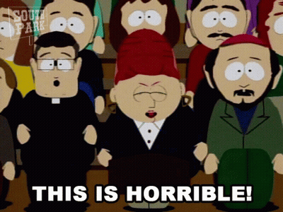 A Group Of South Park Characters Are Standing In A Crowd GIF