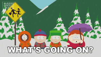 A Group Of South Park Characters Are Standing In Front Of A School Crossing Sign GIF