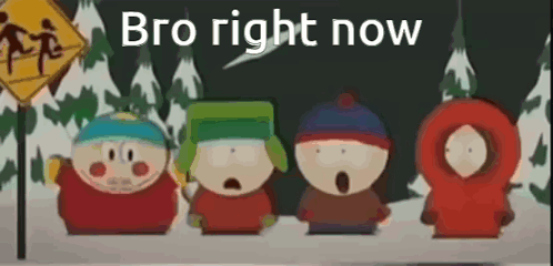 A Group Of South Park Characters Are Standing In Front Of A School Sign . GIF