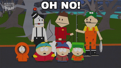A Group Of South Park Characters Are Standing Next To Each Other GIF