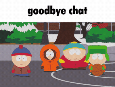 A Group Of South Park Characters On A Basketball Court With The Words Goodbye Chat Below Them GIF
