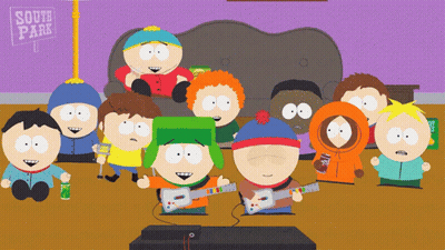 A Group Of South Park Characters Playing Guitars GIF