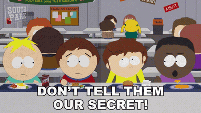 A Group Of South Park Characters Sitting At A Table With A Sign That Says South Park GIF