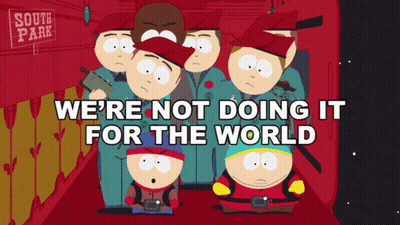A Group Of South Park Characters Standing In Front Of A South Park Sign GIF