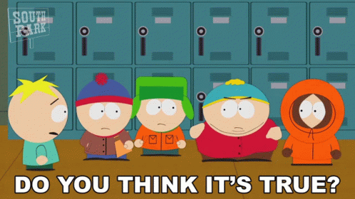 A Group Of South Park Characters Standing In Front Of Lockers GIF