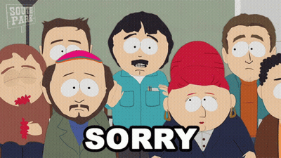 A Group Of South Park Characters With The Word Sorry In The Middle GIF