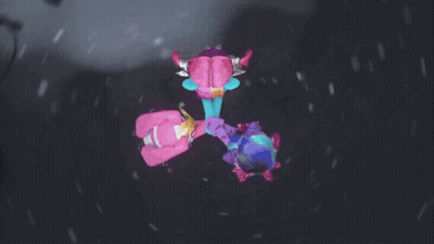 A Group Of Stuffed Animals Are Dancing On The Ground GIF