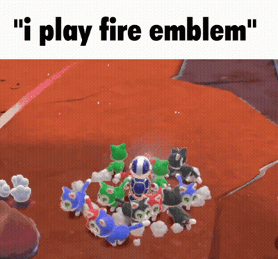 A Group Of Stuffed Animals Are Sitting In A Circle With The Words " I Play Fire Emblem " On The Bottom GIF
