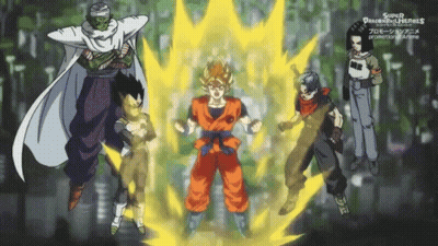 A Group Of Super Dragon Ball Heroes Characters Are Standing Next To Each Other GIF